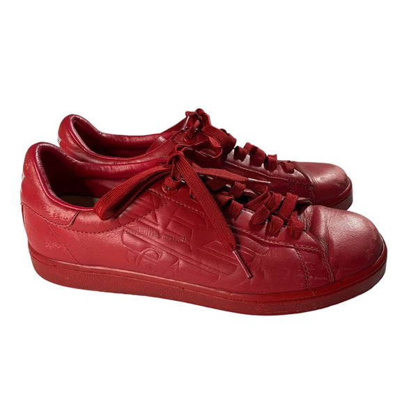 Emporio Armani EA7 Red Leather Trainers Sneakers Men\'s Size 7